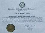 Dr. D. Ivan Young Certificate of Congressional Recognition