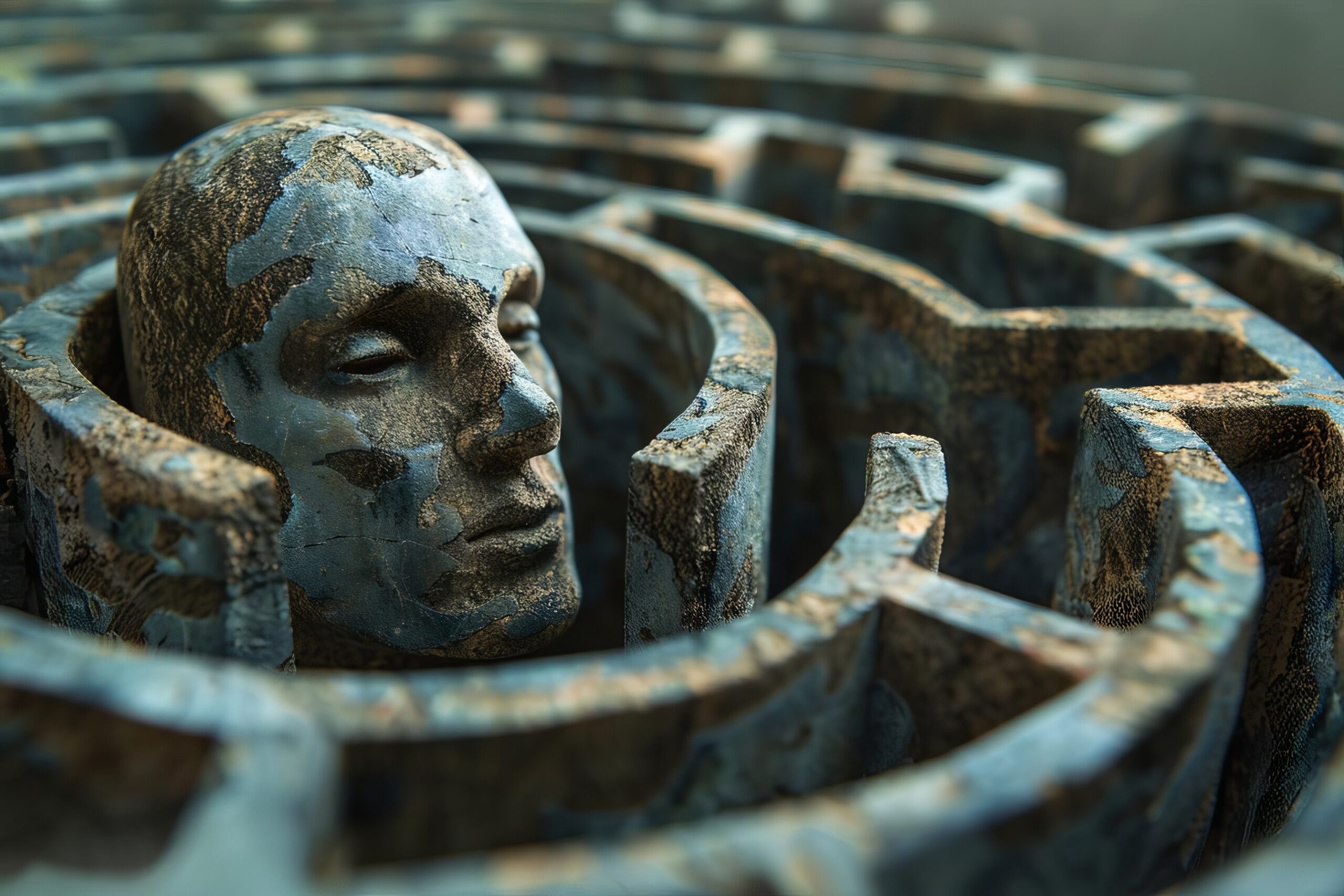 Human Head trapped in a maze. Where Spirituality, Coaching, and Positive Psychology Intersect